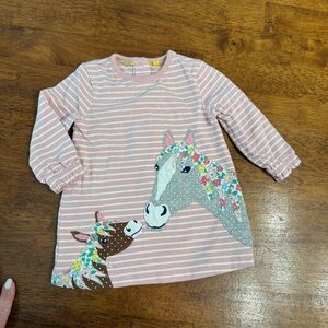 Baby boden pink Striped Kids dress horse Design size 3-6 months